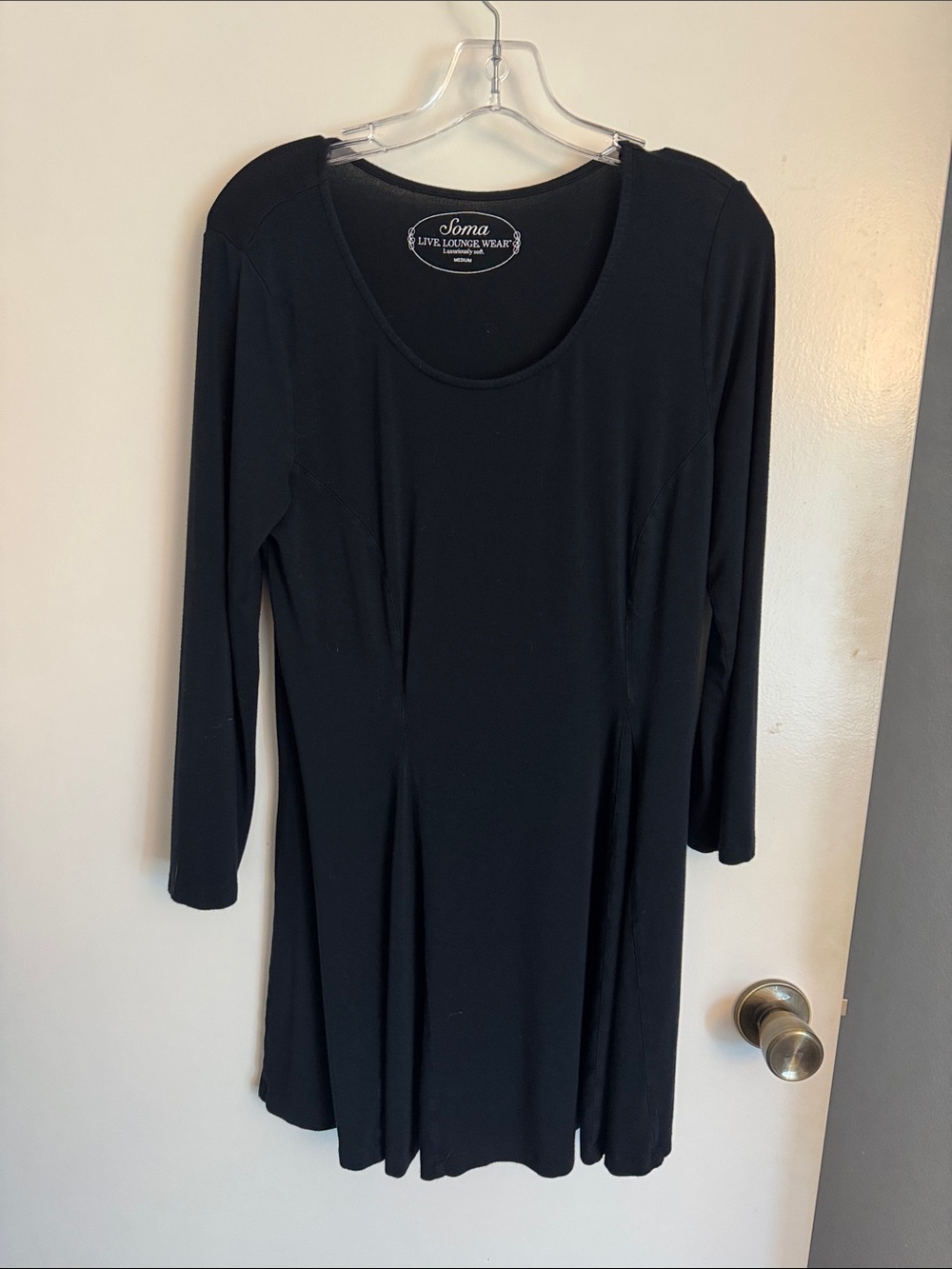 Soma Black Scoop Neck Long Sleeve Midi loungewear Tunic Dress